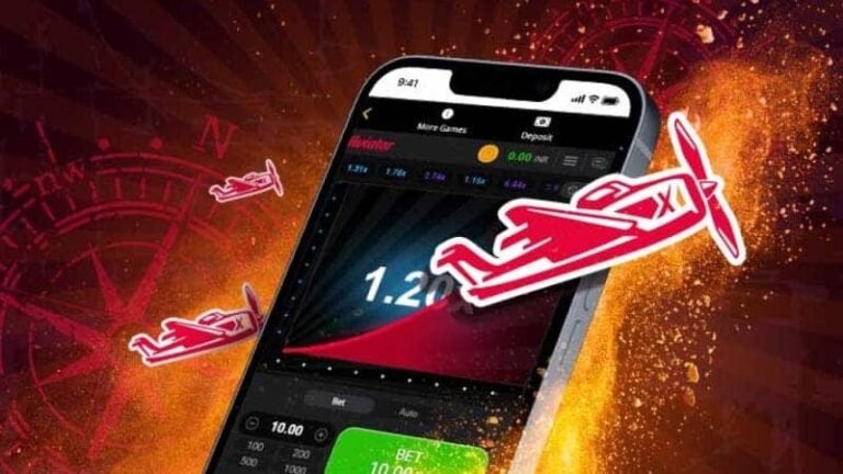 Celular exibindo rodada do jogo Aviator com multiplicador subindo
